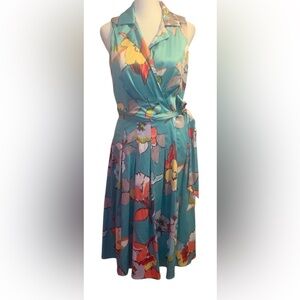 Leslie Fay Blue Floral Midi Dress